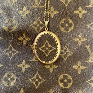 Upcycled Reworked L V Monogram Canvas Locket Necklace Handmade Flower Motif